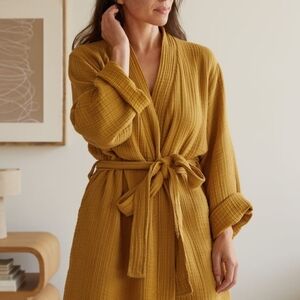 Parachute Cloud Cotton Robe Gold Yellow Color Size X-Large